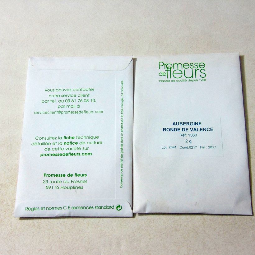 Beispiel eines Exemplars von Aubergine Ronde de Valence die Tüte mit 400 Samen ungefähr (2g) wie geliefert