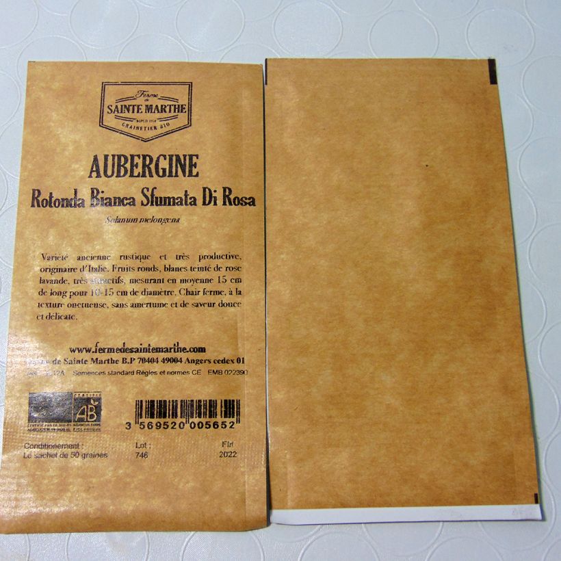 Beispiel eines Exemplars von Aubergine Aubergine Rotonda Bianca Sfumata Di Rosa Bio die Tüte mit 50 Samen ungefähr wie geliefert