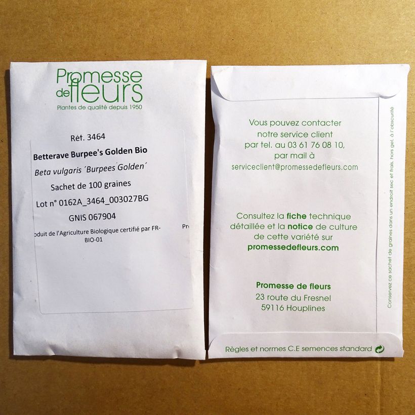 Beispiel eines Exemplars von Rote Bete Burpee's Golden Bio die Tüte mit 100 Samen ungefähr wie geliefert