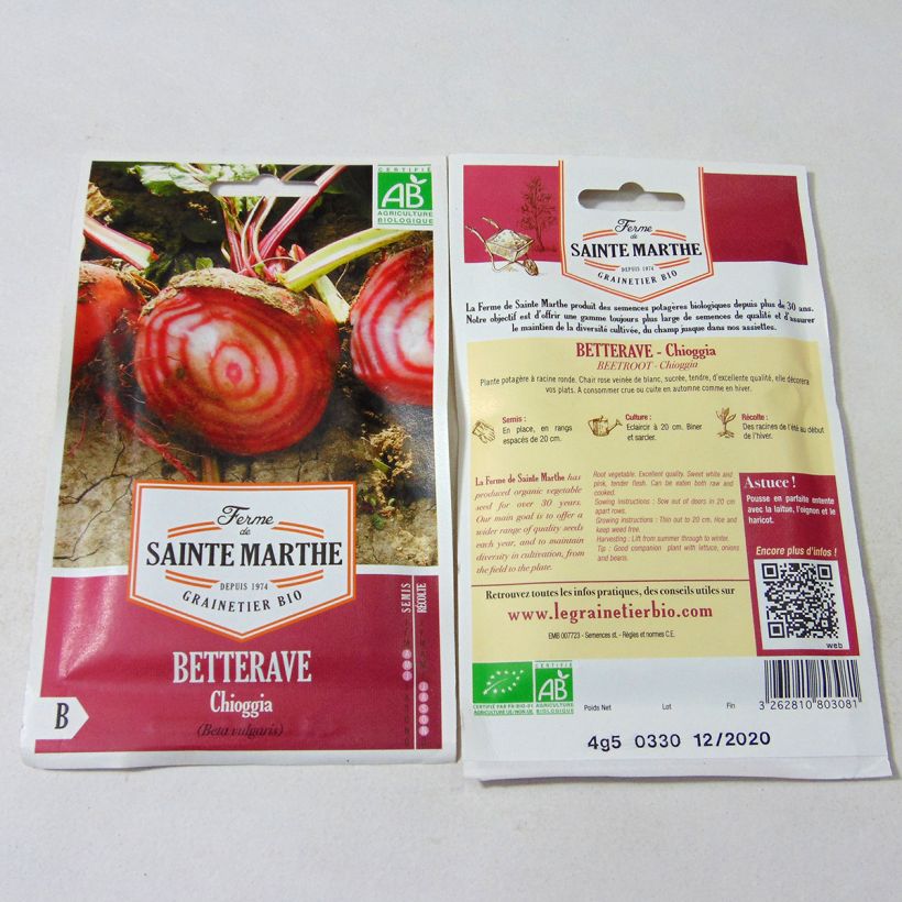 Example of Rote Bete Chioggia Bio- Ferme de Sainte Marthe die Tüte mit 300 Samen ungefähr (4.5g) as you get