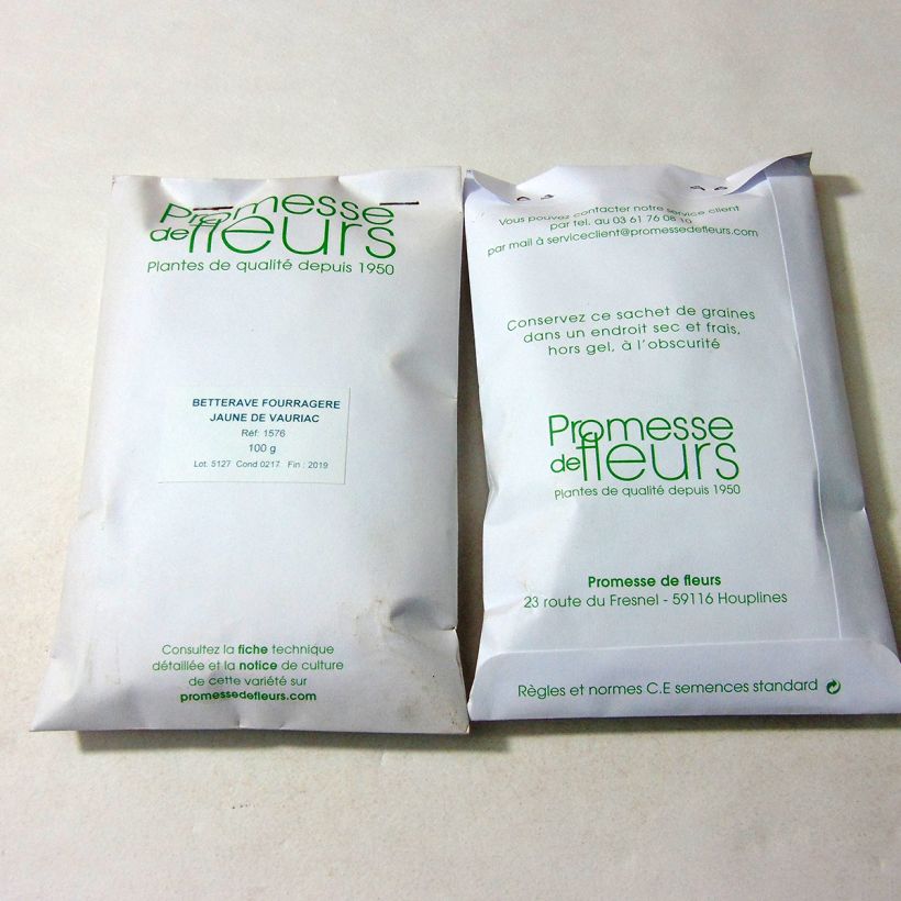 Beispiel eines Exemplars von Rote Bete Große Gelb Futterrüben de Vauriac die Tüte mit 4000 Samen ungefähr (100g) wie geliefert