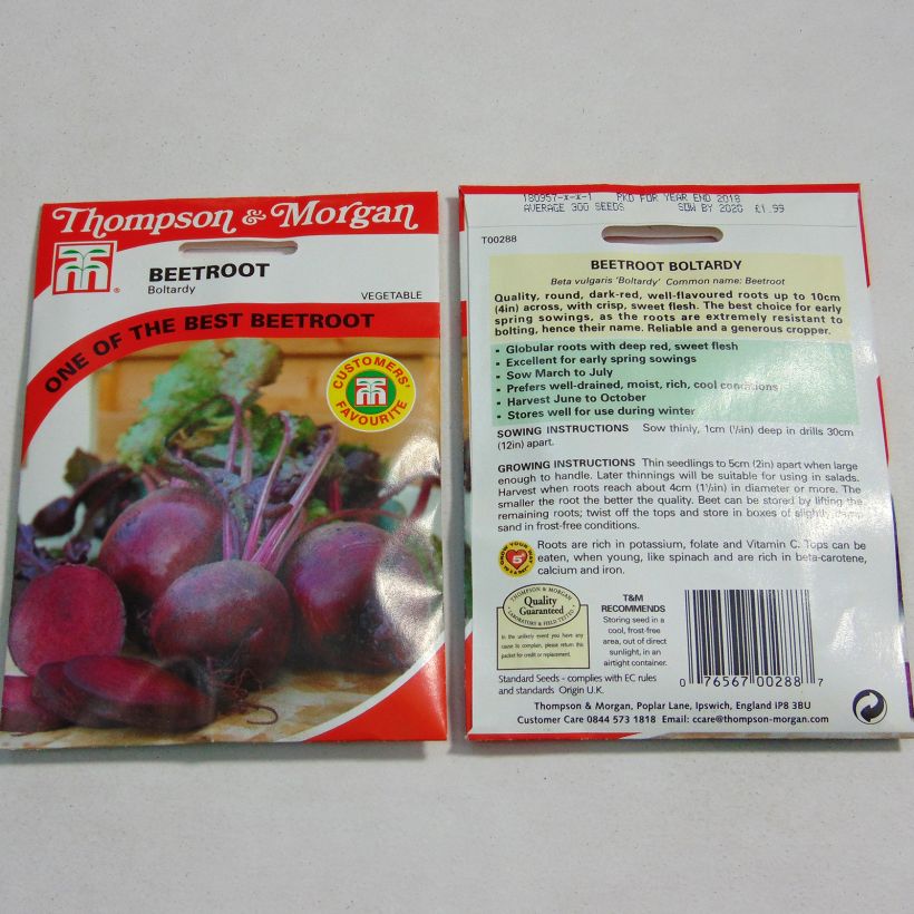 Beispiel eines Exemplars von Rote Bete Boltardy die Tüte mit 350 Samen ungefähr wie geliefert