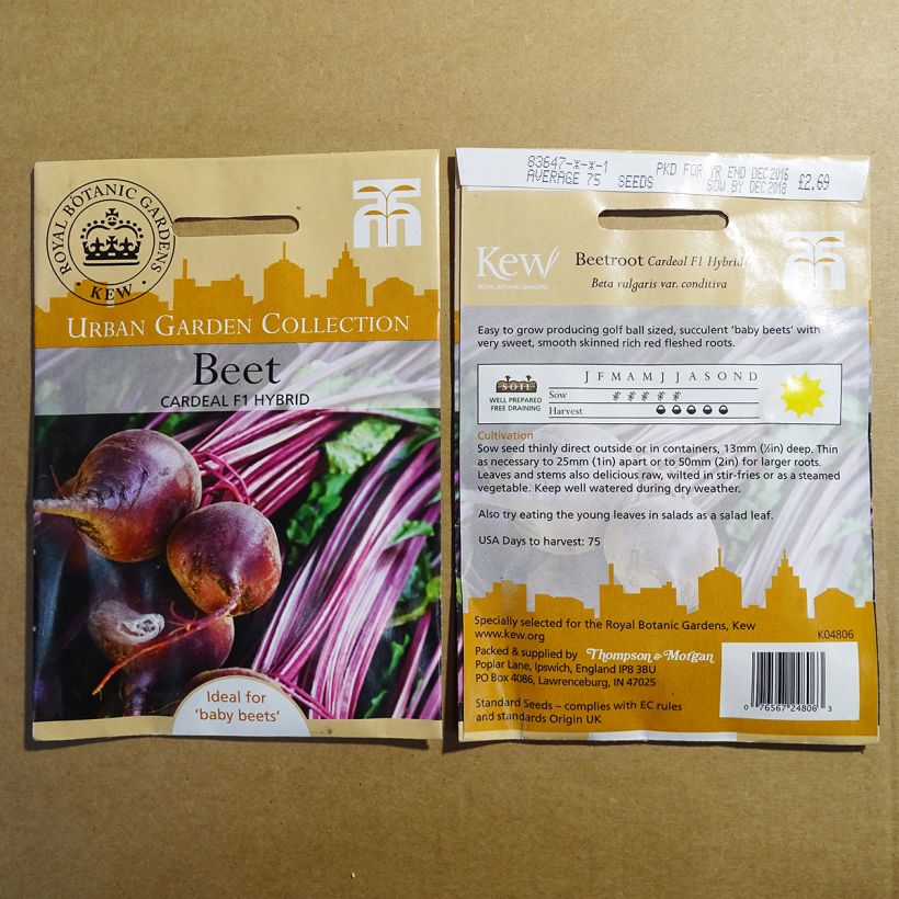 Beispiel eines Exemplars von Rote Bete Cardeal F1 die Tüte mit 75 Samen ungefähr wie geliefert