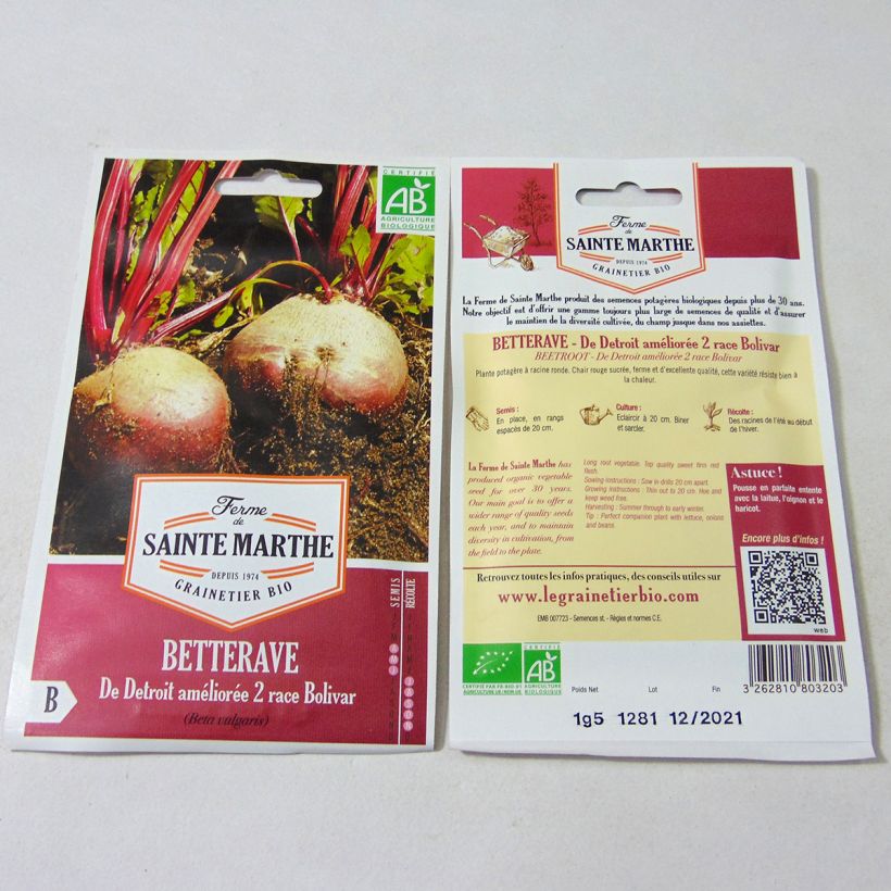 Example of Rote Bete De Detroit Améliorée 2 race Bolivar Bio - La Ferme de Sainte-Marthe die Tüte mit 80 Samen ungefähr (1.5g) as you get