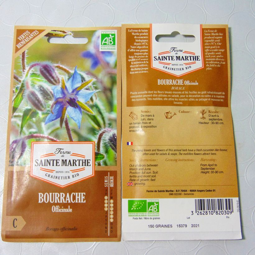 Example of Borretsch Bio - Ferme de Ste Marthe - Borago officinalis die Tüte mit 90 Samen ungefähr (2g) as you get