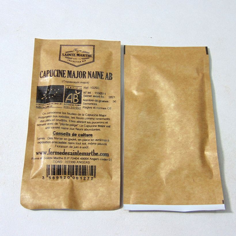 Beispiel eines Exemplars von Große Kapuzinerkresse Tom Pouce die Tüte mit 30 Samen ungefähr wie geliefert