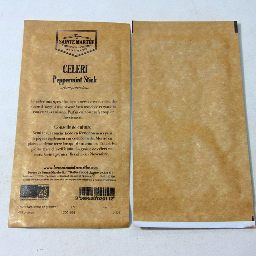 Beispiel eines Exemplars von Echter Sellerie Peppermint Stick Bio die Tüte mit 475 Samen ungefähr wie geliefert