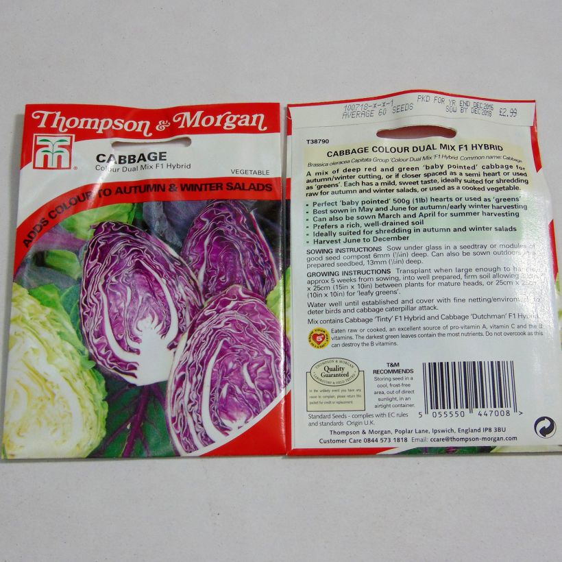 Beispiel eines Exemplars von Kopfkohl Colour Dual Mix F1 die Tüte mit 60 Samen ungefähr wie geliefert