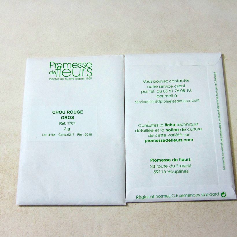 Example of Rotkohl Rouge Gros die Tüte mit 500 Samen ungefähr (2g) as you get