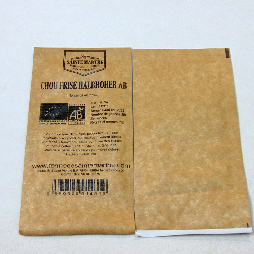 Beispiel eines Exemplars von Rübenkohl Halbhoher Grüner Krauser Bio - Ferme de Sainte Marthe die Tüte mit 200 Samen ungefähr wie geliefert