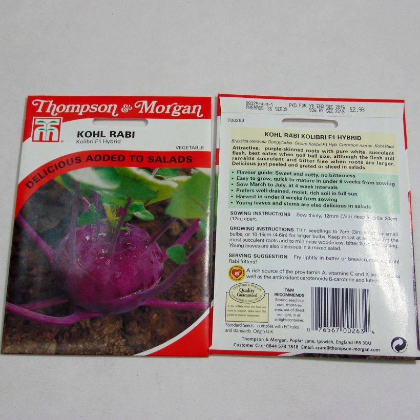 Beispiel eines Exemplars von Kohlrabi Kolibri F1 die Tüte mit 35 Samen ungefähr wie geliefert