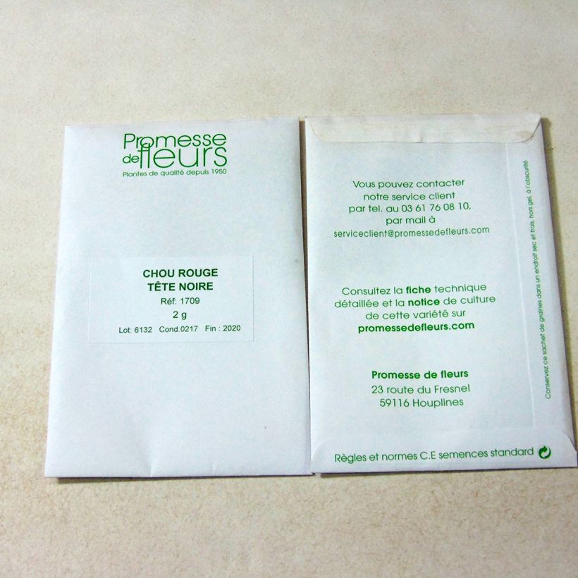 Beispiel eines Exemplars von Rotkohl Tête Noire die Tüte mit 500 Samen ungefähr (2g) wie geliefert