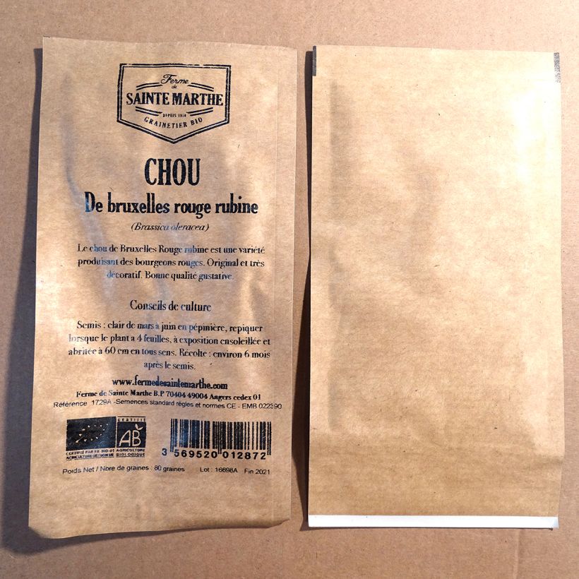 Example of Rosenkohl Rubine Bio - Ferme de Sainte Marthe die Tüte mit 80 Samen ungefähr as you get