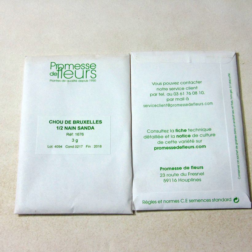 Beispiel eines Exemplars von Rosenkohl Sanda die Tüte mit 800 Samen ungefähr (3g) wie geliefert