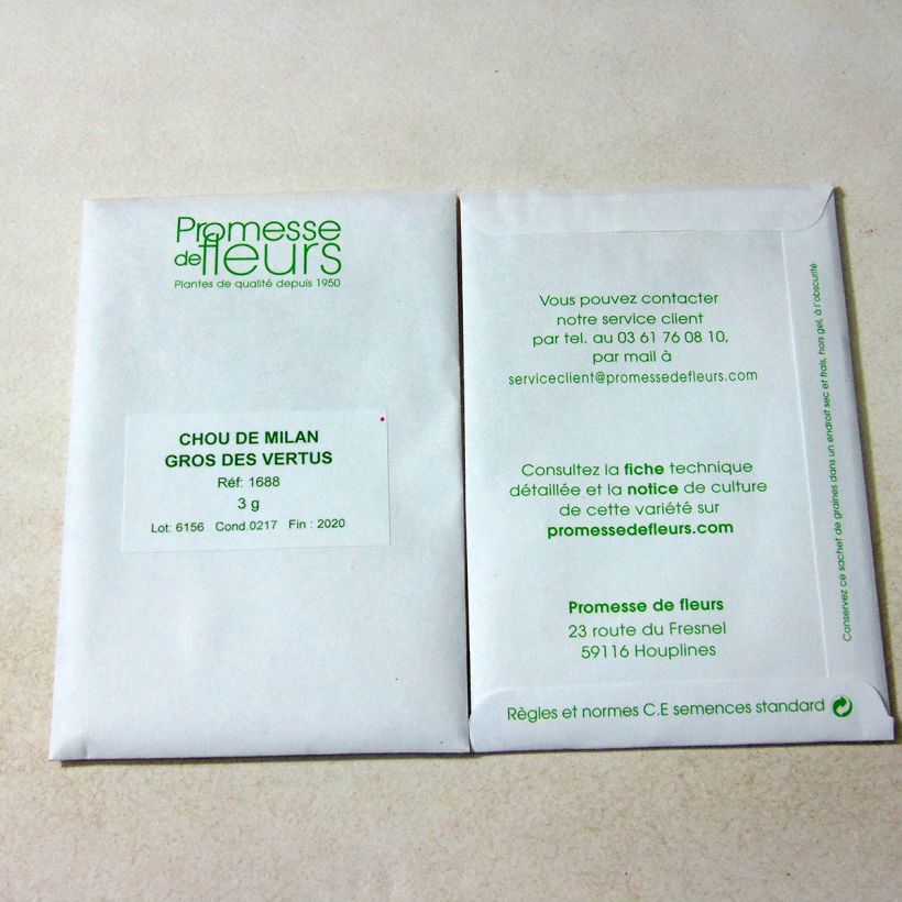 Example of Wirsing Große Tugenden (Gros des Vertus) die Tüte mit 850 Samen ungefähr (3g) as you get