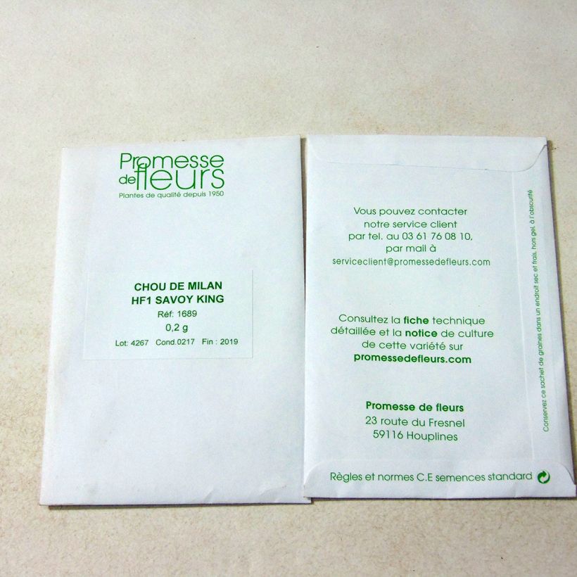 Beispiel eines Exemplars von Wirsing Savoy King F1 - Roi des Milan die Tüte mit 800 Samen ungefähr (2g) wie geliefert