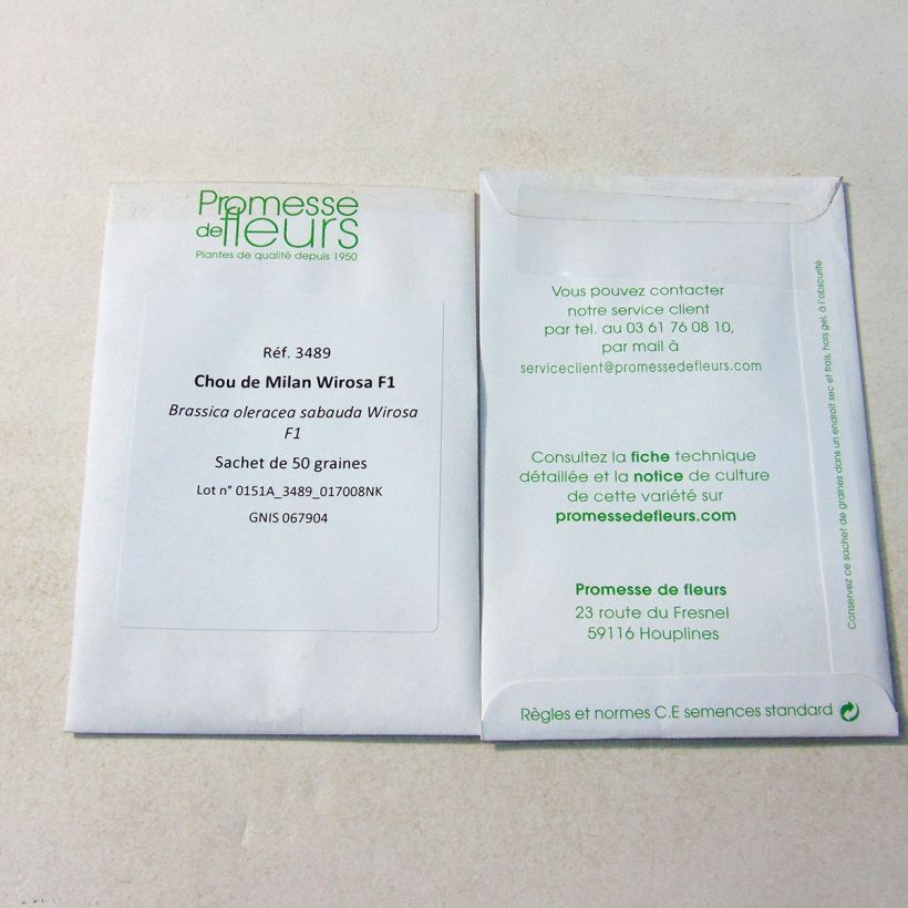 Beispiel eines Exemplars von Wirsing Wirosa F1 die Tüte mit 50 Samen ungefähr wie geliefert