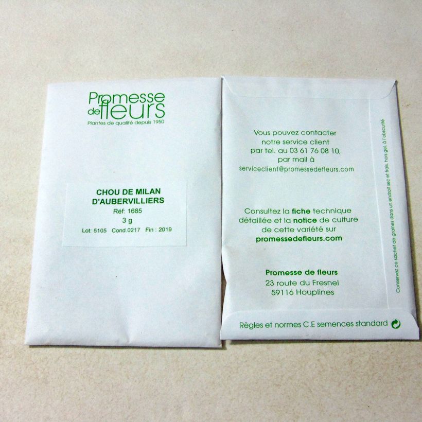 Example of Wirsing d'Aubervilliers die Tüte mit 850 Samen ungefähr (3g) as you get