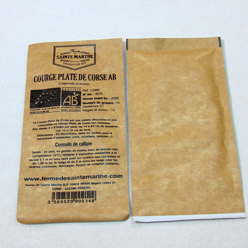 Beispiel eines Exemplars von Flaschenkürbis Plate de Corse die Tüte mit 15 Samen ungefähr (2g) wie geliefert