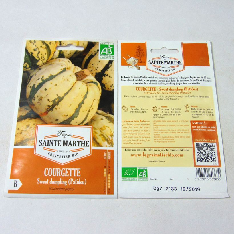 Example of Speisekürbis Sweet dumpling Bio - Ferme de Sainte Marthe die Tüte mit 10 Samen ungefähr (0.7g) as you get