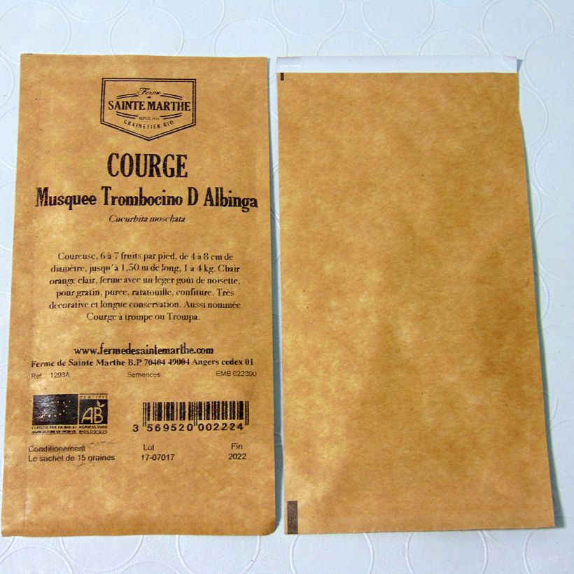 Example of Moschus-Kürbis Tromboncino d'Albinga Bio - Ferme de Sainte Marthe die Tüte mit 20 Samen ungefähr (1g) as you get