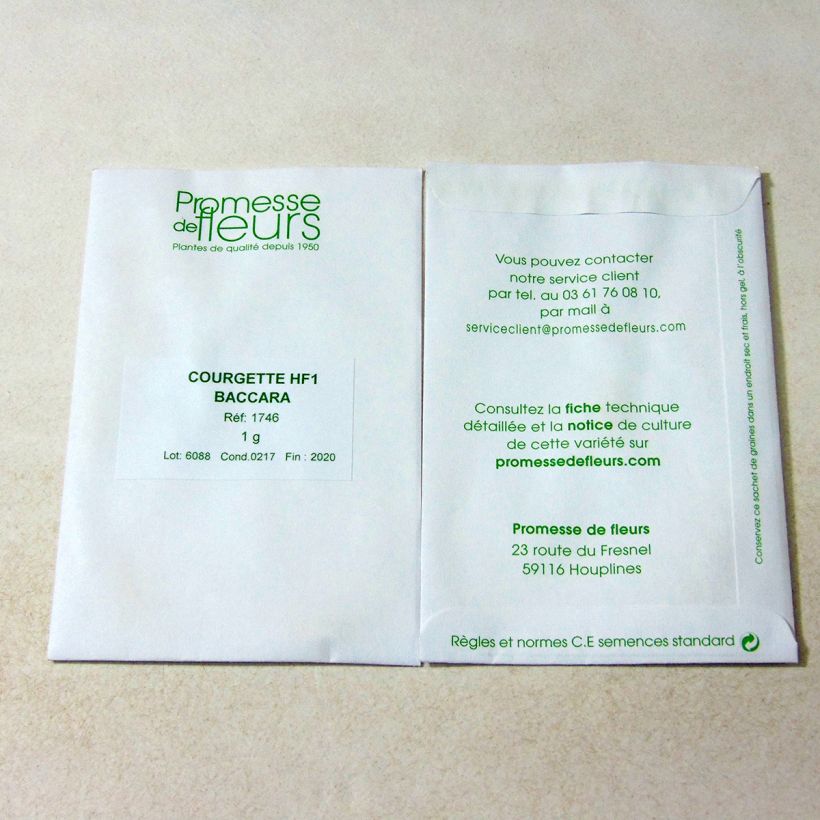 Beispiel eines Exemplars von Garten-Kürbis Baccara die Tüte mit Samen von 1 Gramm wie geliefert