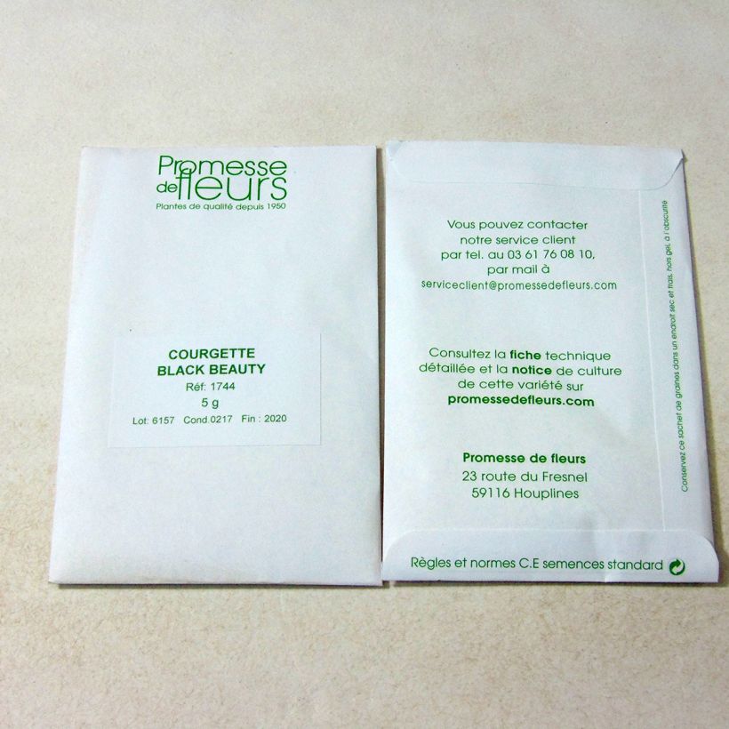 Beispiel eines Exemplars von Garten-Kürbis Black Beauty die Tüte mit 35 Samen ungefähr (5g) wie geliefert