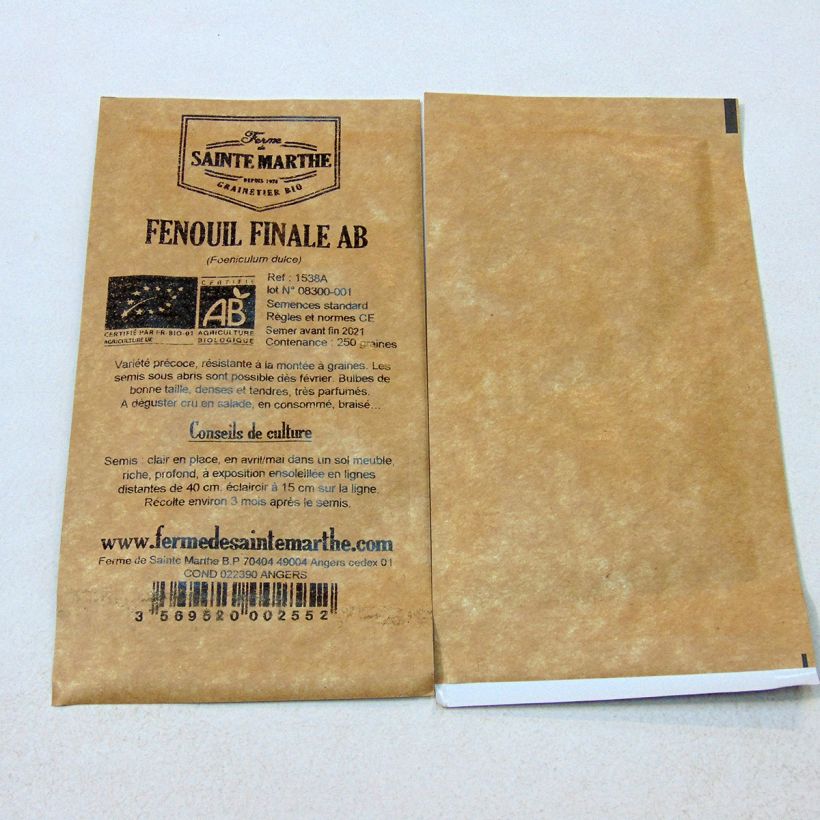 Beispiel eines Exemplars von Fenchel Finale Bio - Ferme de Sainte Marthe die Tüte mit 250 Samen ungefähr (1g) wie geliefert