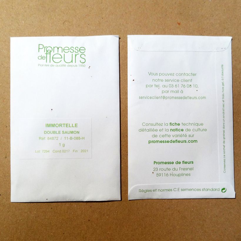 Beispiel eines Exemplars von Strohblume Double Saumon (Samen) - Helichrysum die Tüte mit 500 Samen ungefähr (0,4g) wie geliefert