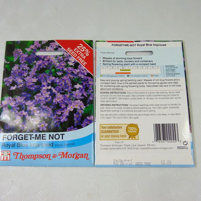 Beispiel eines Exemplars von Graines de Myosotis Royal Blue Forget-me-not die Tüte mit 550 Samen ungefähr (0,4g) wie geliefert