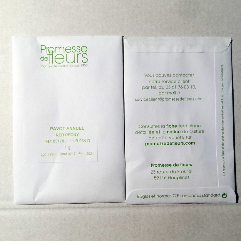 Beispiel eines Exemplars von Schlafmohn Red Peony (Samen) - Papaver die Tüte mit 1850 Samen ungefähr (1g) wie geliefert
