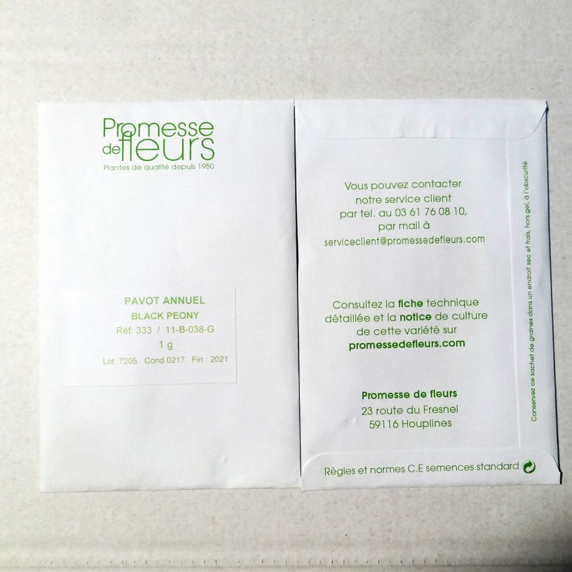 Beispiel eines Exemplars von Schlafmohn Black Peony (Samen) - Papaver die Tüte mit 2550 Samen ungefähr (1g) wie geliefert