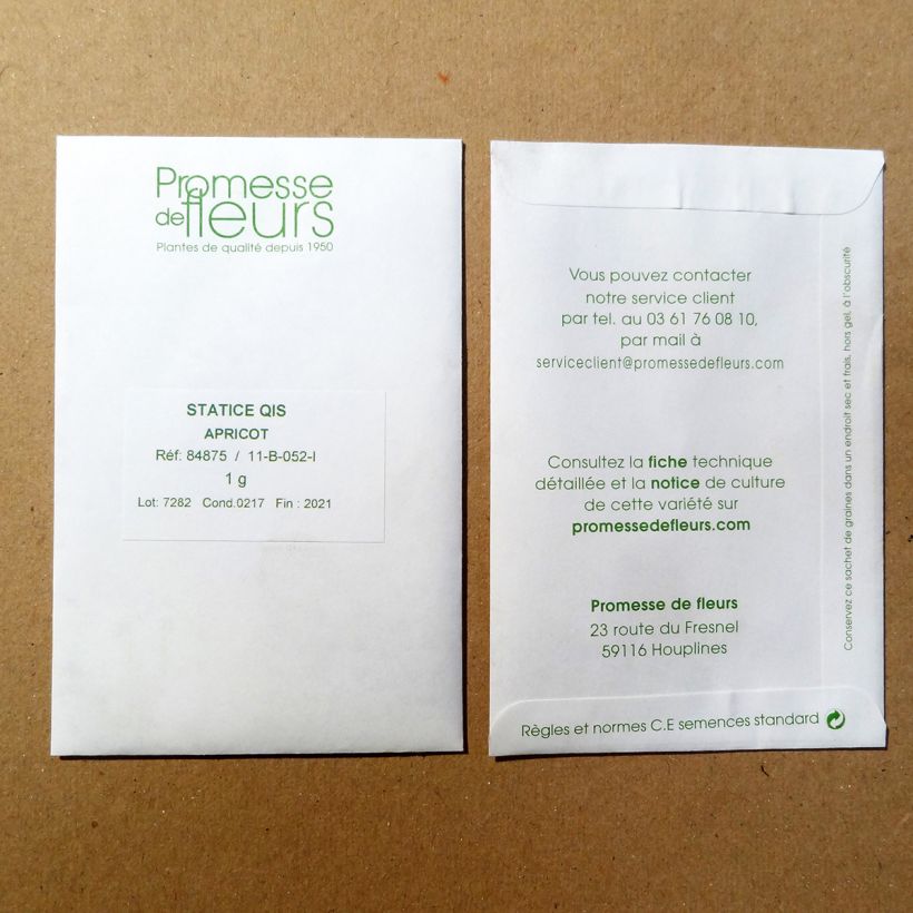 Beispiel eines Exemplars von Geflügelter Strandflieder QIS Apricot (Samen) - Limonium die Tüte mit 100 Samen ungefähr (0,4g) wie geliefert