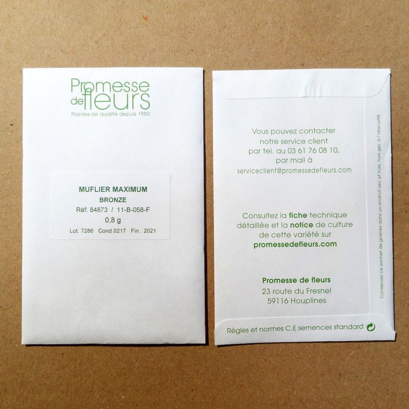 Beispiel eines Exemplars von Löwenmäulchen Maximum Bronze (Samen) - Antirrhinum die Tüte mit 2550 Samen ungefähr (0,4g) wie geliefert