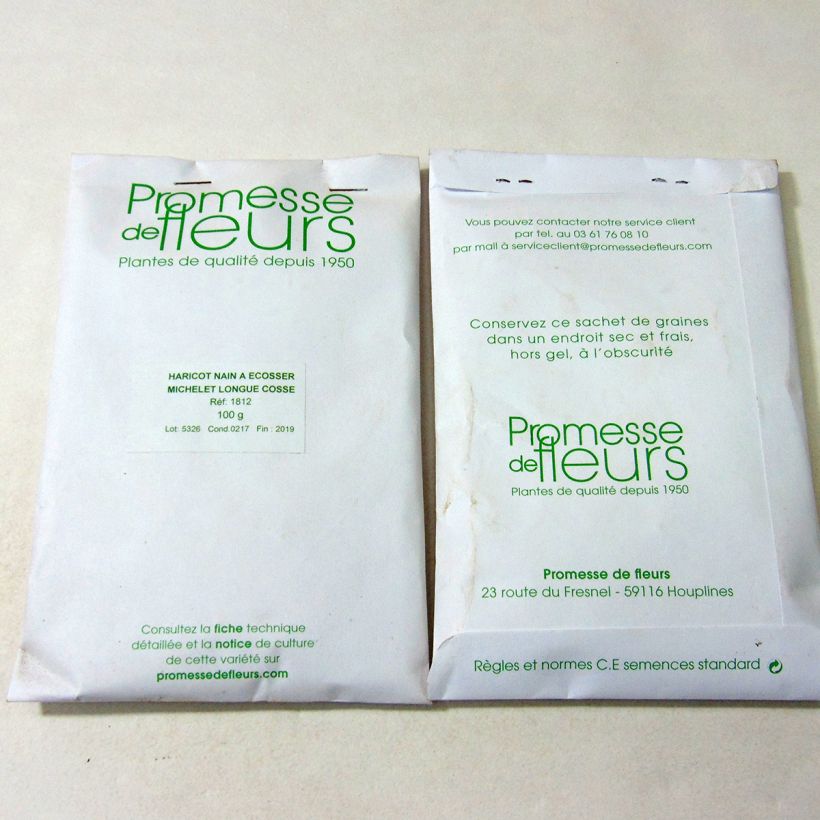 Beispiel eines Exemplars von Zwergbohne Michelet longue cosse die Tüte mit 180 Samen ungefähr (100g) wie geliefert