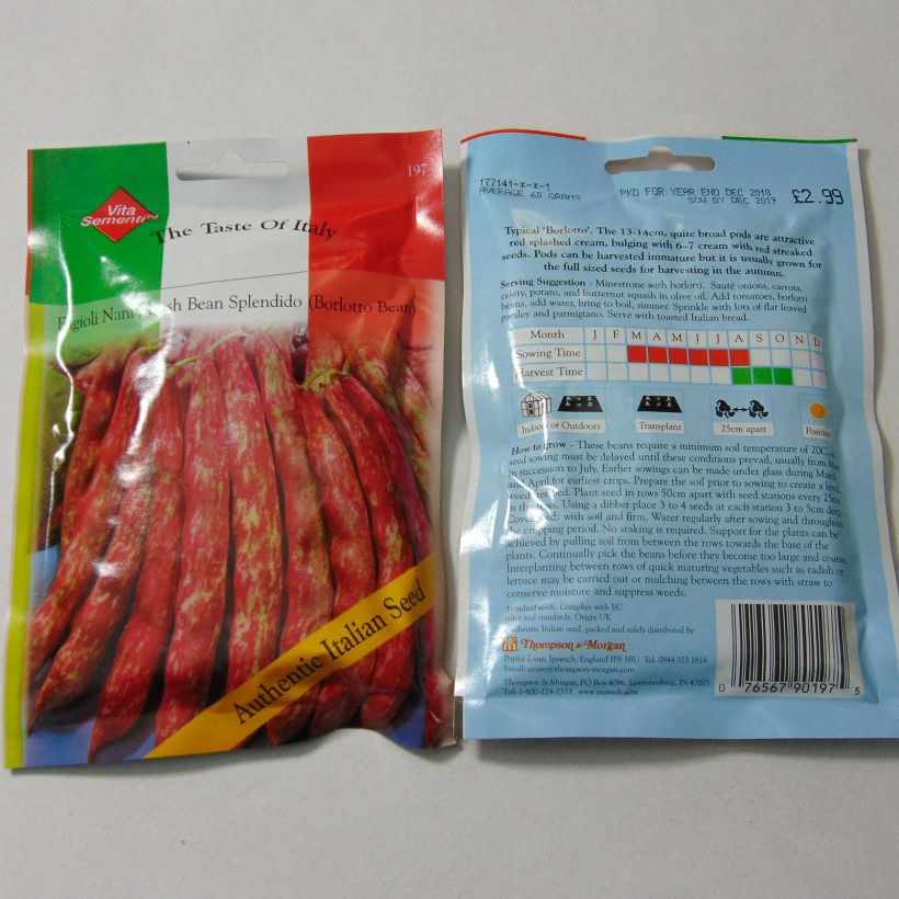 Beispiel eines Exemplars von Zwergbohne Splendido die Tüte mit 120 Samen ungefähr (60g) wie geliefert