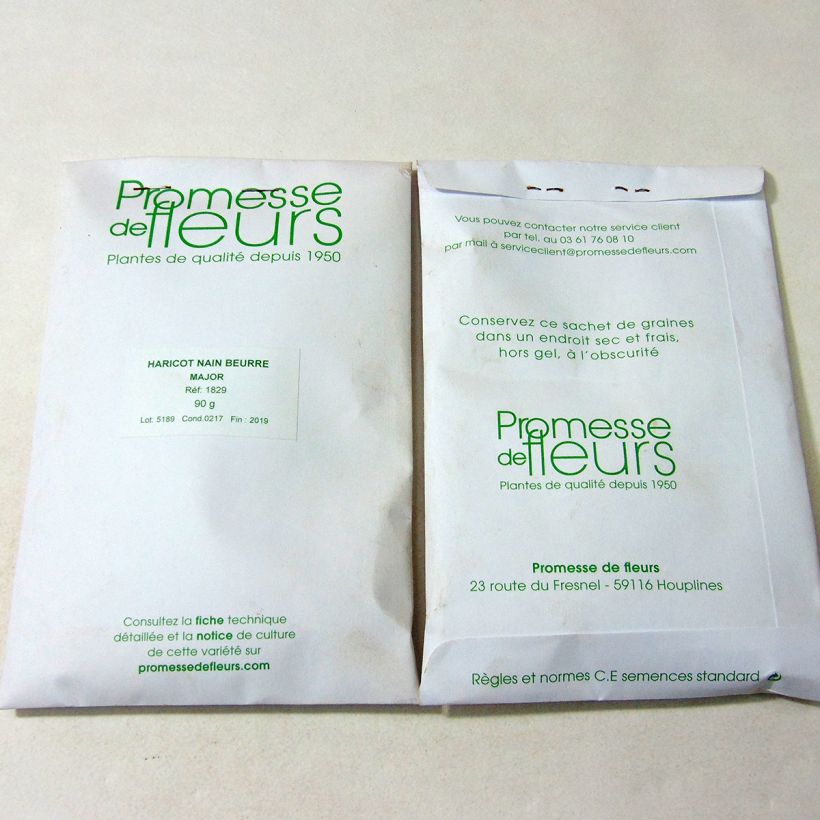 Beispiel eines Exemplars von Zwergbohne Major die Tüte mit 250 Samen ungefähr (90g) wie geliefert