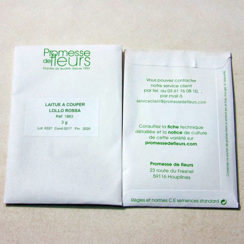 Example of Schnittsalat Lollo Rossa die Tüte mit 2500 Samen ungefähr (3g) as you get