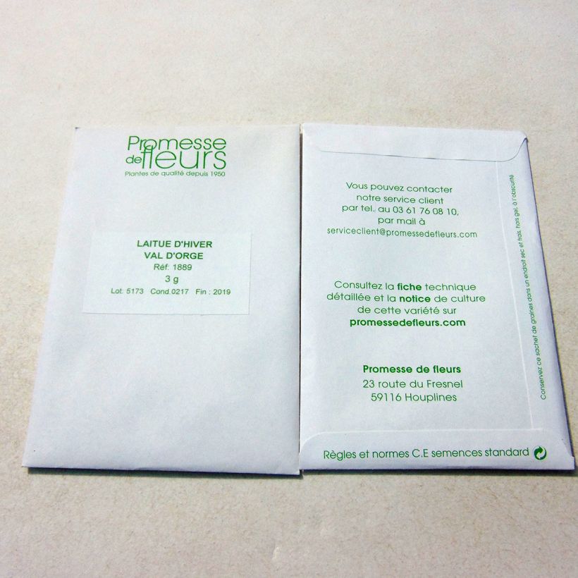 Beispiel eines Exemplars von Kopfsalat Val d'Orge die Tüte mit 2500 Samen ungefähr (3g) wie geliefert