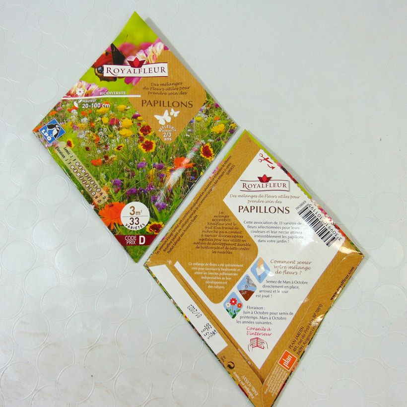 Beispiel eines Exemplars von Schmetterlingsmischung - Beutel 3 m2 die Tüte mit Samen von 3.5 Gramm wie geliefert