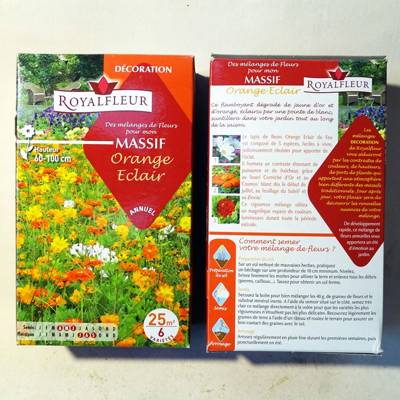 Beispiel eines Exemplars von Orange Blitz Blumenbeet-Mischung - 25 m² Box die Tüte mit Samen von 40 Gramm wie geliefert