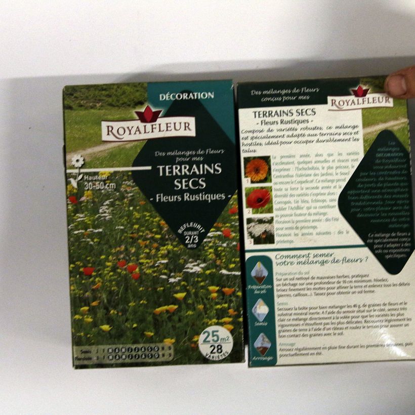 Beispiel eines Exemplars von Trockenbodenmischung - Box 25 m2 die Tüte mit Samen von 40 Gramm wie geliefert