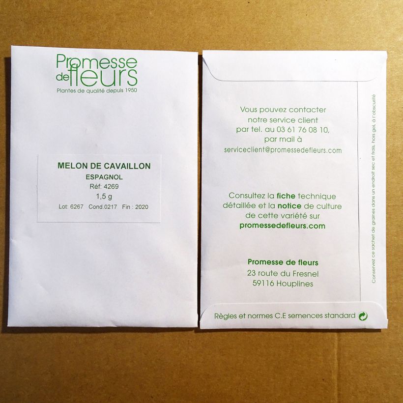 Beispiel eines Exemplars von Melone Cavaillon die Tüte mit Samen von 1,5 Gramm wie geliefert