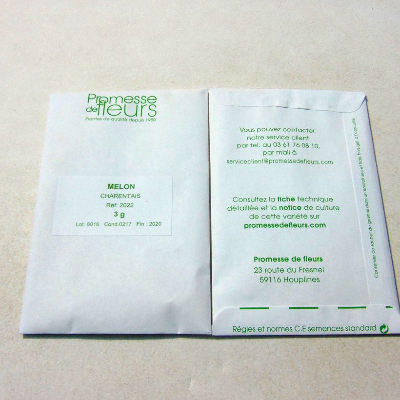 Beispiel eines Exemplars von Melone Charentais die Tüte mit 75 Samen ungefähr (3g) wie geliefert