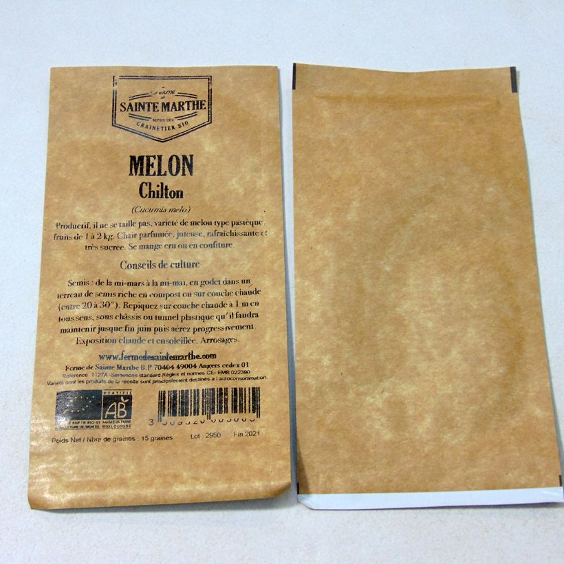 Beispiel eines Exemplars von Melone Chilton Bio - Ferme de Sainte Marthe die Tüte mit 15 Samen ungefähr wie geliefert