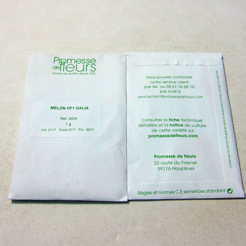 Beispiel eines Exemplars von Melone Galia F1 die Tüte mit 20 ? 30 Samen ungefähr (1g) wie geliefert