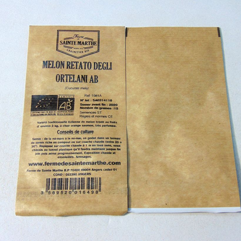 Example of Melone Rerato Degli Ortolani Bio Bio - Ferme de Sainte Marthe die Tüte mit 15 Samen ungefähr (Sachet de 15 grainesg) as you get