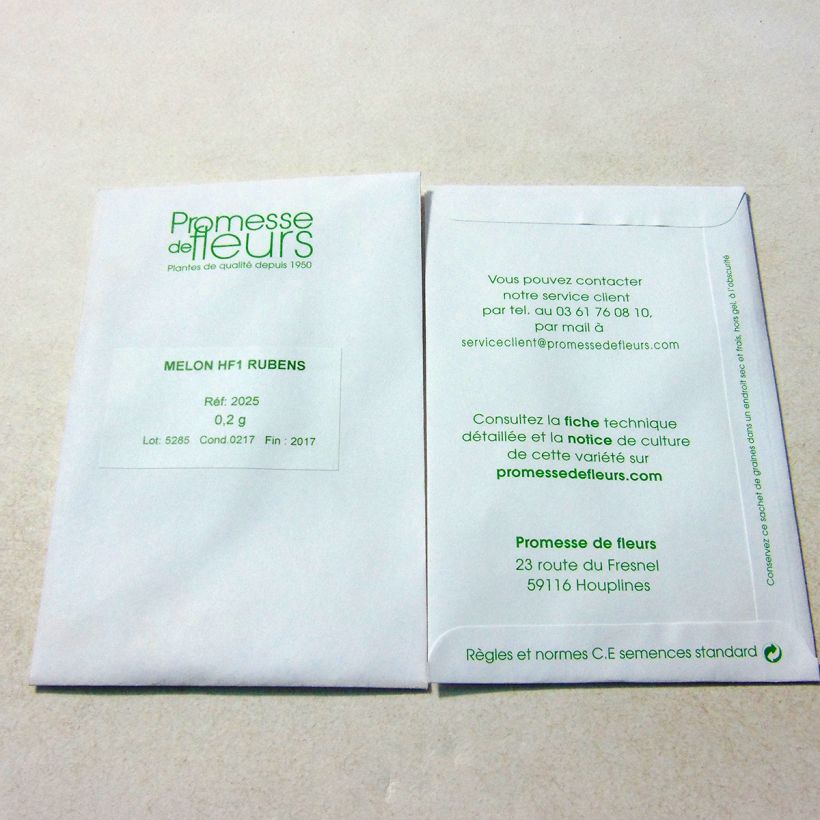 Beispiel eines Exemplars von Melone Rubens die Tüte mit 6 Samen ungefähr (0.2g) wie geliefert