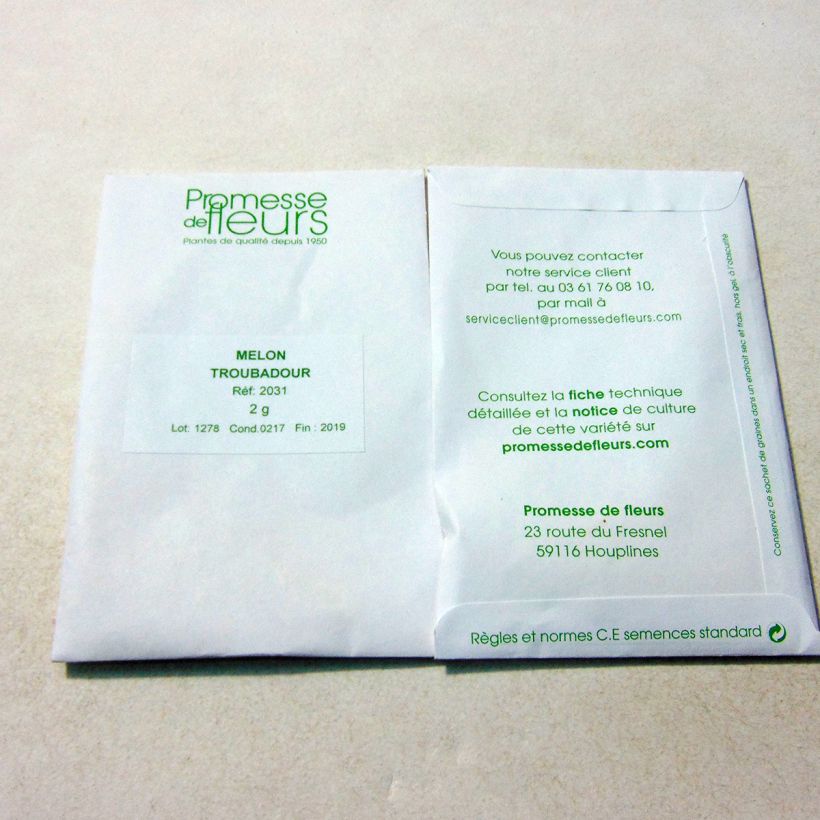 Beispiel eines Exemplars von Melone Troubadour die Tüte mit 45 ? 70 Samen ungefähr (2g) wie geliefert