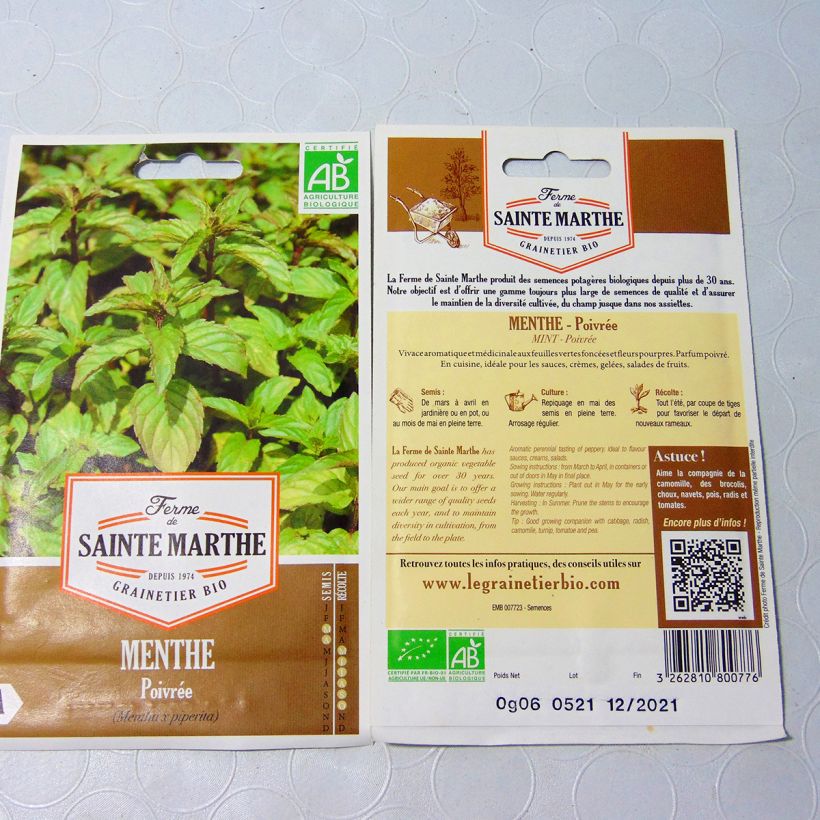 Example of Pfefferminze Bio - Ferme de Sainte Marthe - Mentha piperita die Tüte mit 1500 Samen ungefähr (0,1g) as you get